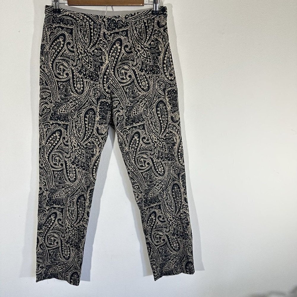 Ralph Lauren Pants Size 6 Brown Black Paisley Crop Ankle Cotton Equestrian